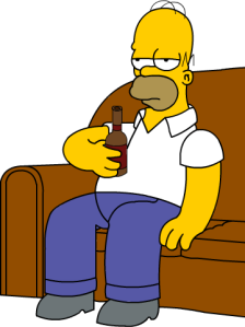 Homer Simpson sentado en el sofa